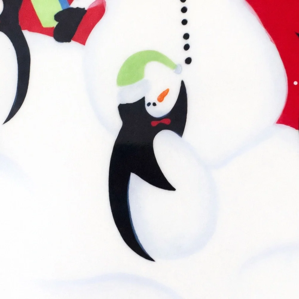 St Nicholas Square 10” Christmas Pie Plate Snowman Penguin Holiday Dish